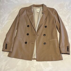 Women's Tan Double-Breasted Blazer
